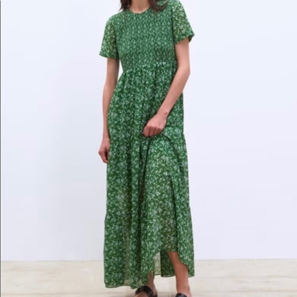 Zara Green Print Dress - Size Small